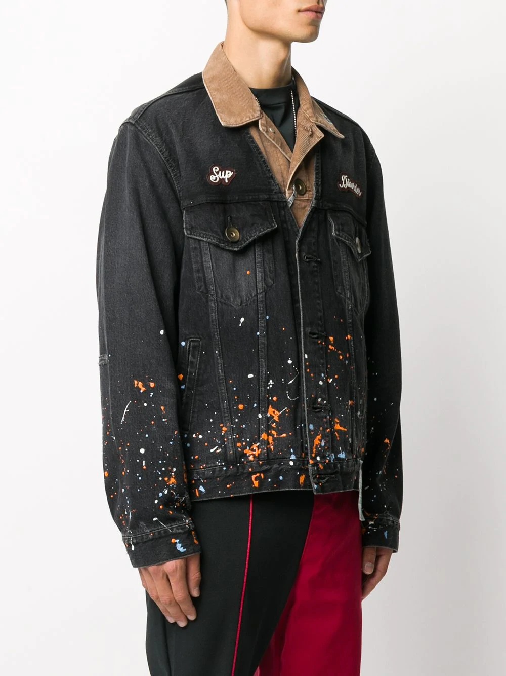 paint-splatter layered denim jacket - 3