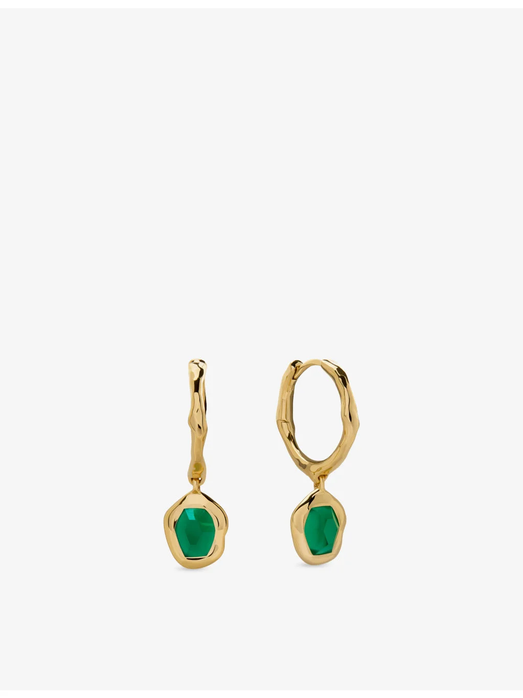 Odyssey 18ct Gold Vermeil-Plated 925 Sterling Silver and Onyx Huggie Earrings - 1