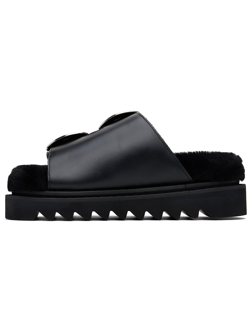 Black Teddy Double Strap Buckled Sandals - 3