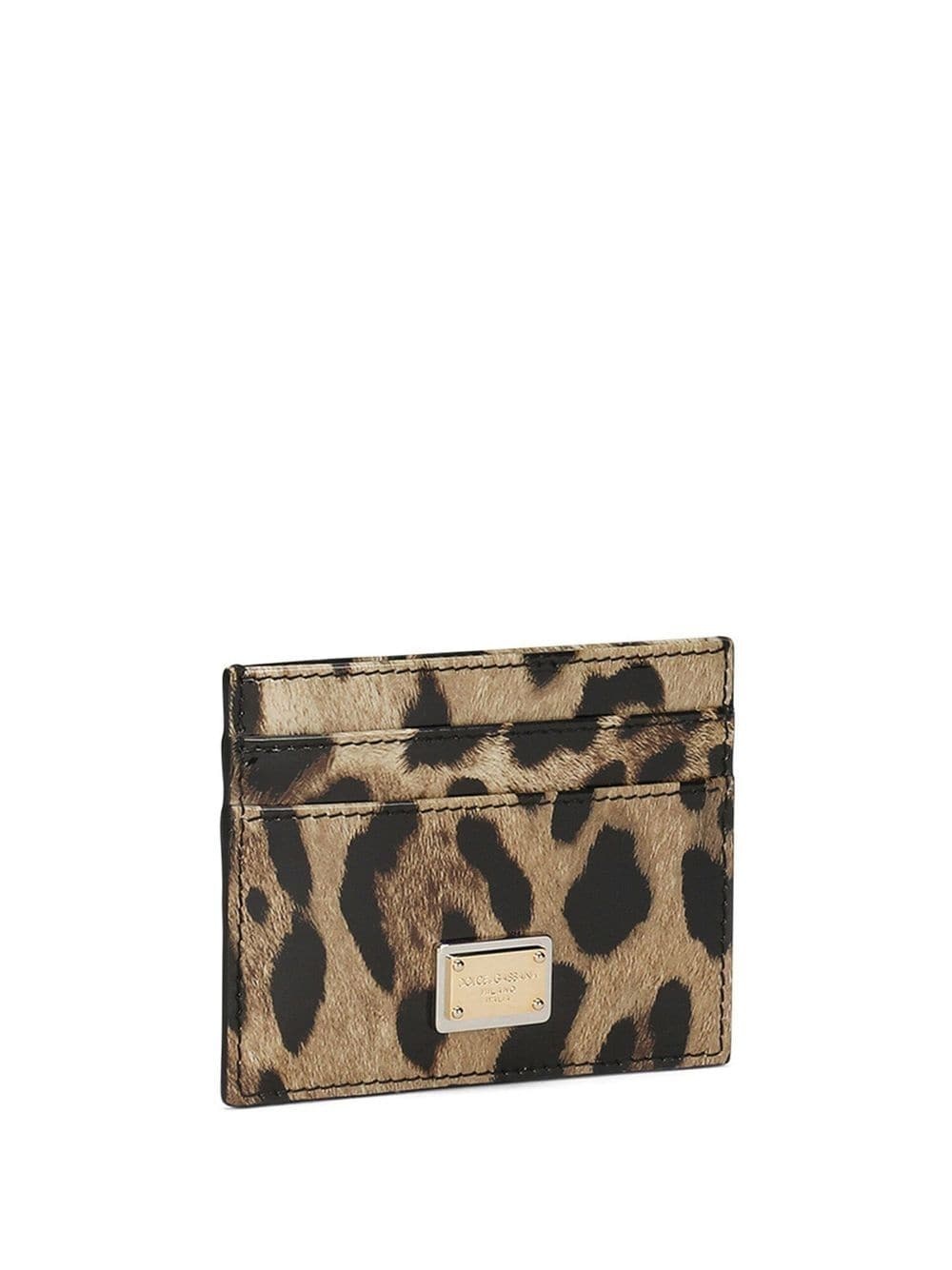 leopard-print leather card holder - 3