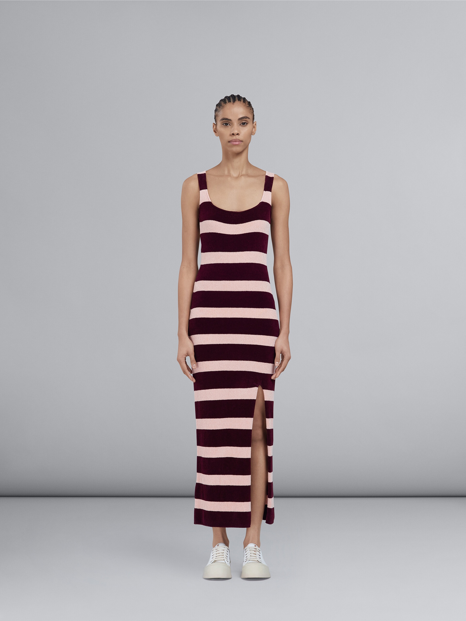 STRIPED CHENILLE KNIT DRESS - 2