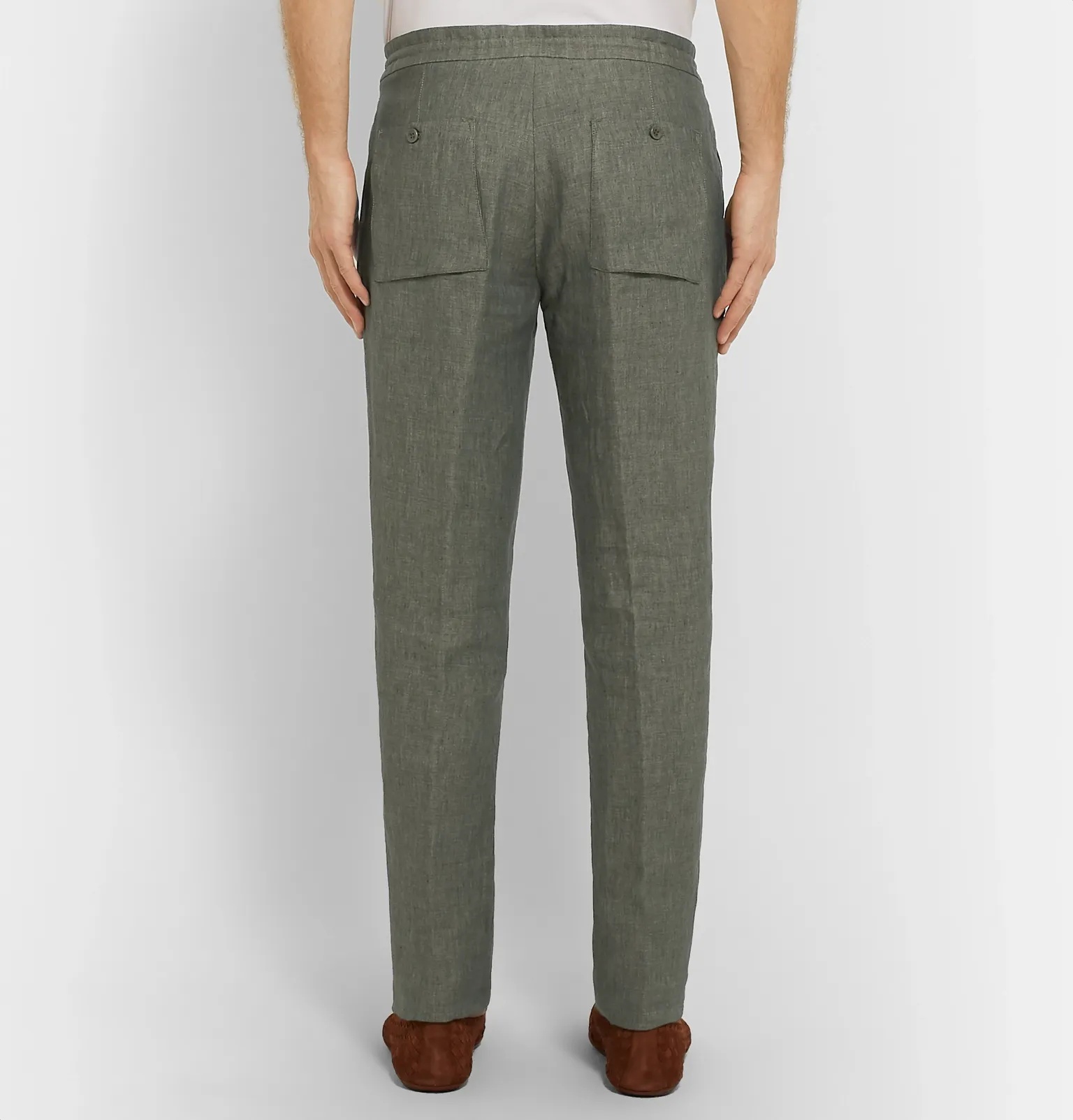 Slim-Fit Linen Drawstring Trousers - 17