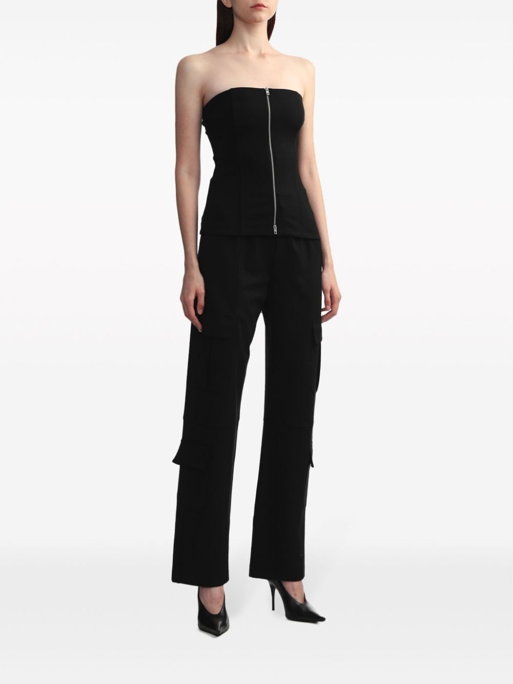 cargo-pocket concealed-fastening straight trousers - 2