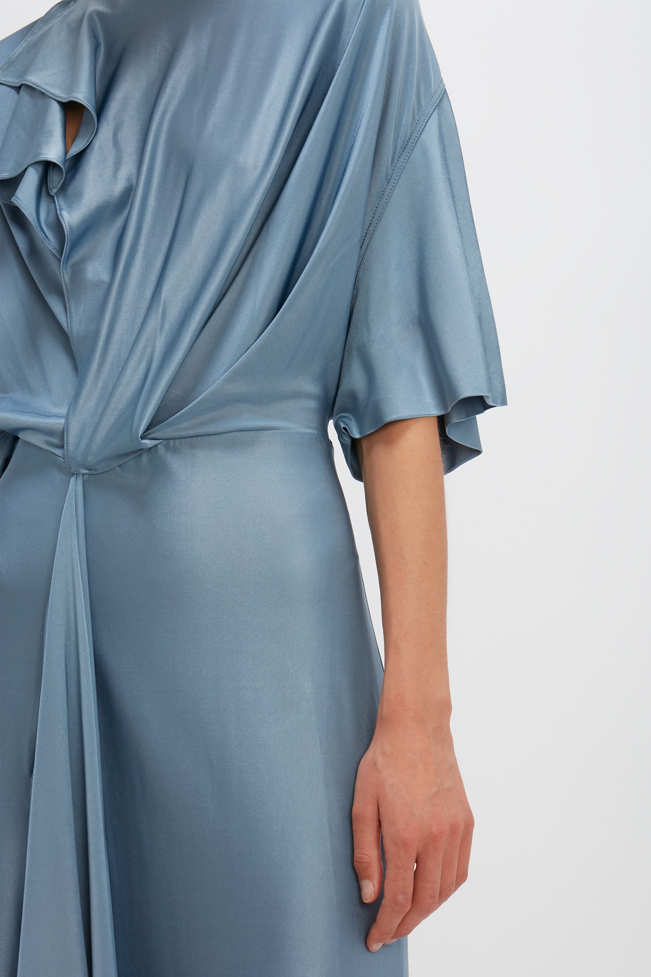 Cape Sleeve Cut Out Dress in Stone - 8