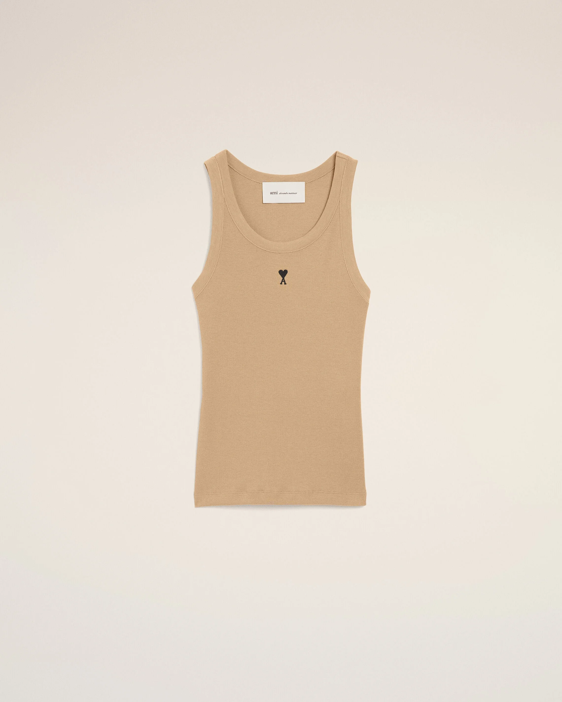 BEIGE COTTON TANKTOP WITH AMI DE COEUR - 1