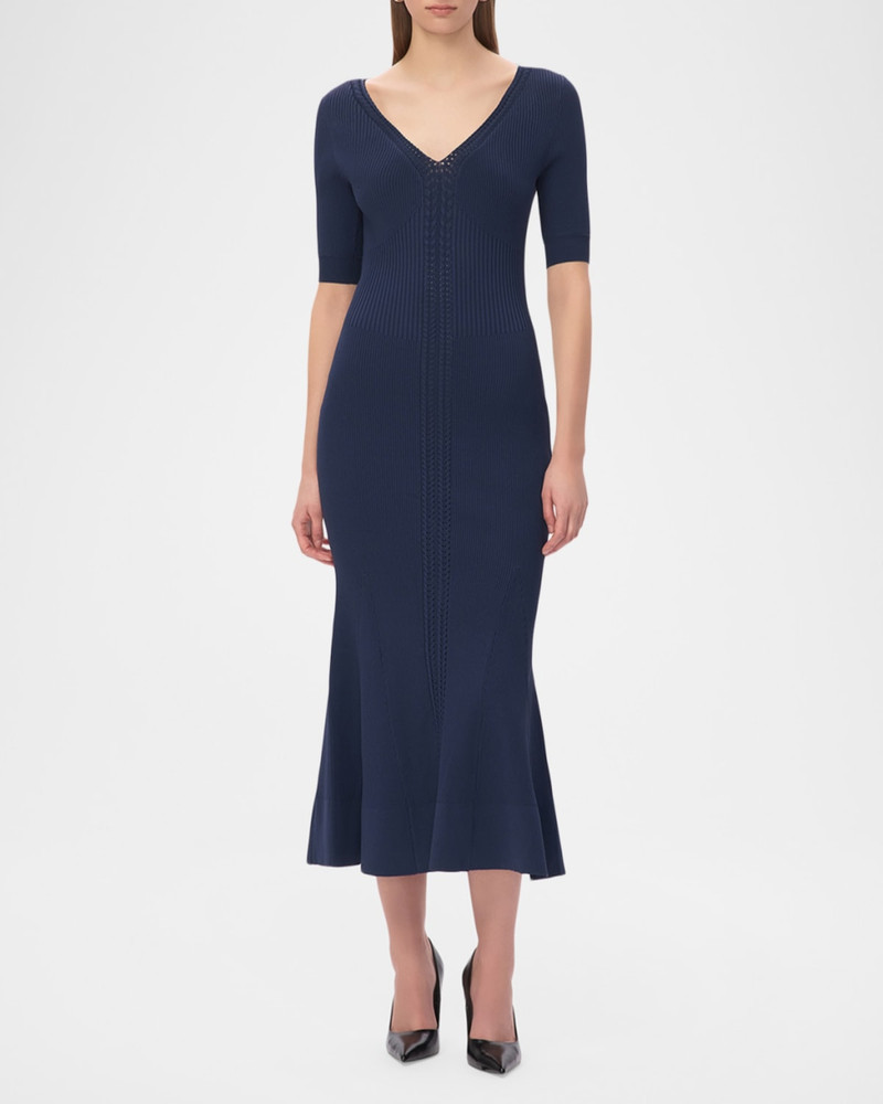 HERVE LEGER The Aria Rib Knit Mermaid Midi Dress outlook