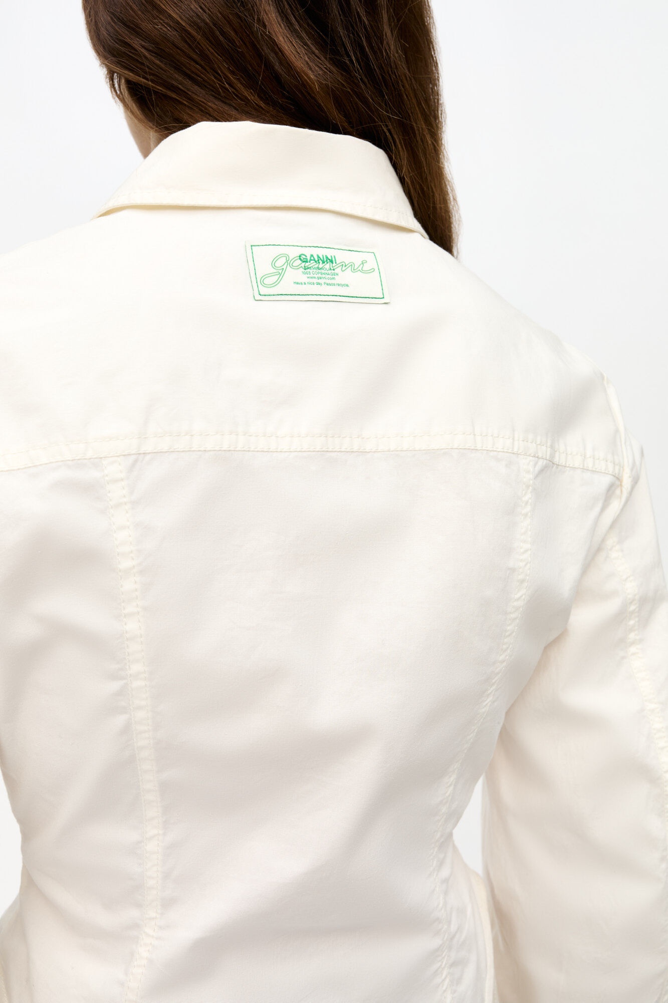 OFF-WHITE WASHED STRETCH COTTON CORSET SHIRT - 5