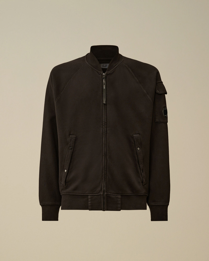 Brushed and Emerized Diagonal Fleece Bomber Full Zip Sweatshirt 1