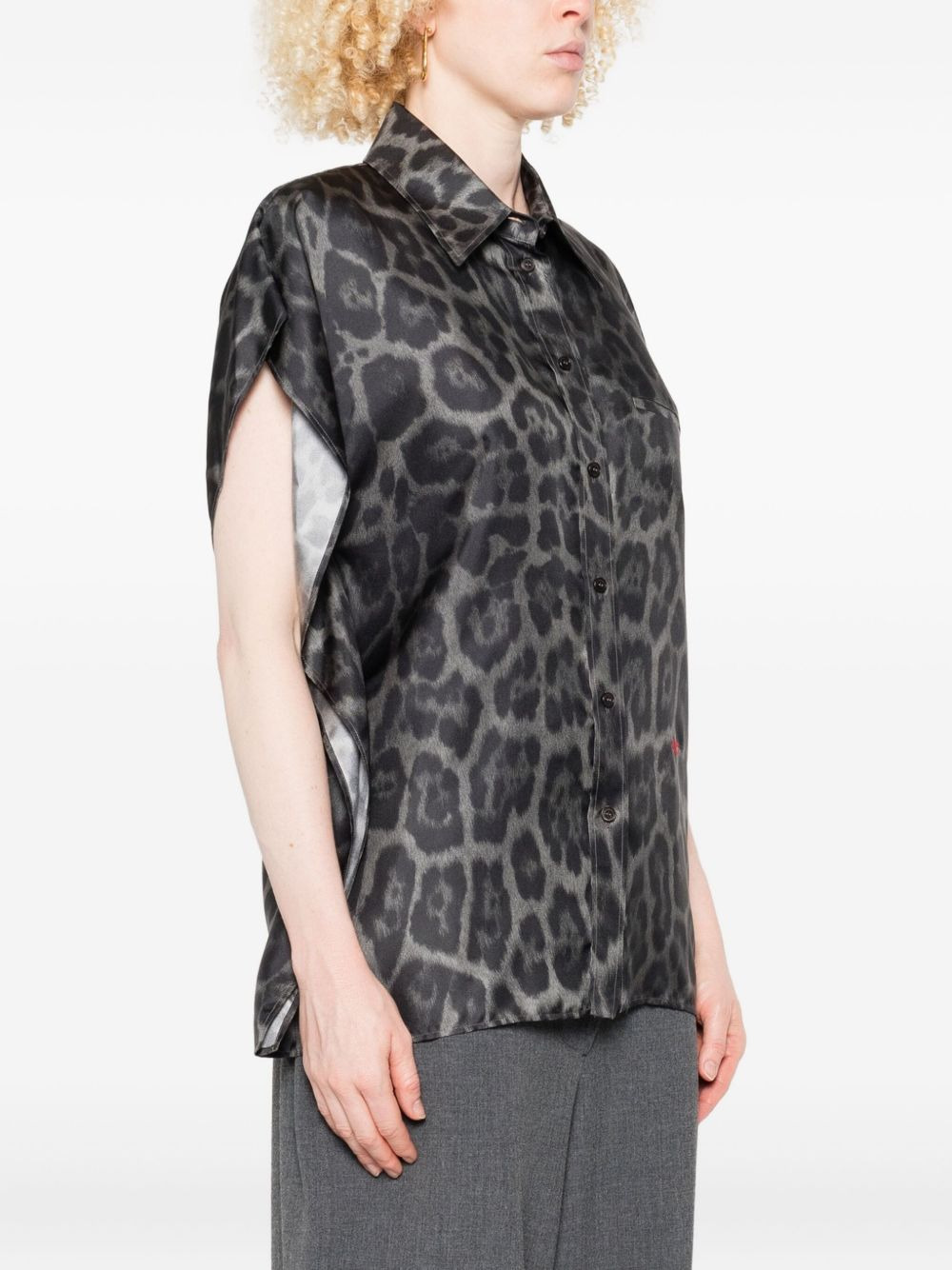 leopard-print sleeveless blouse - 3