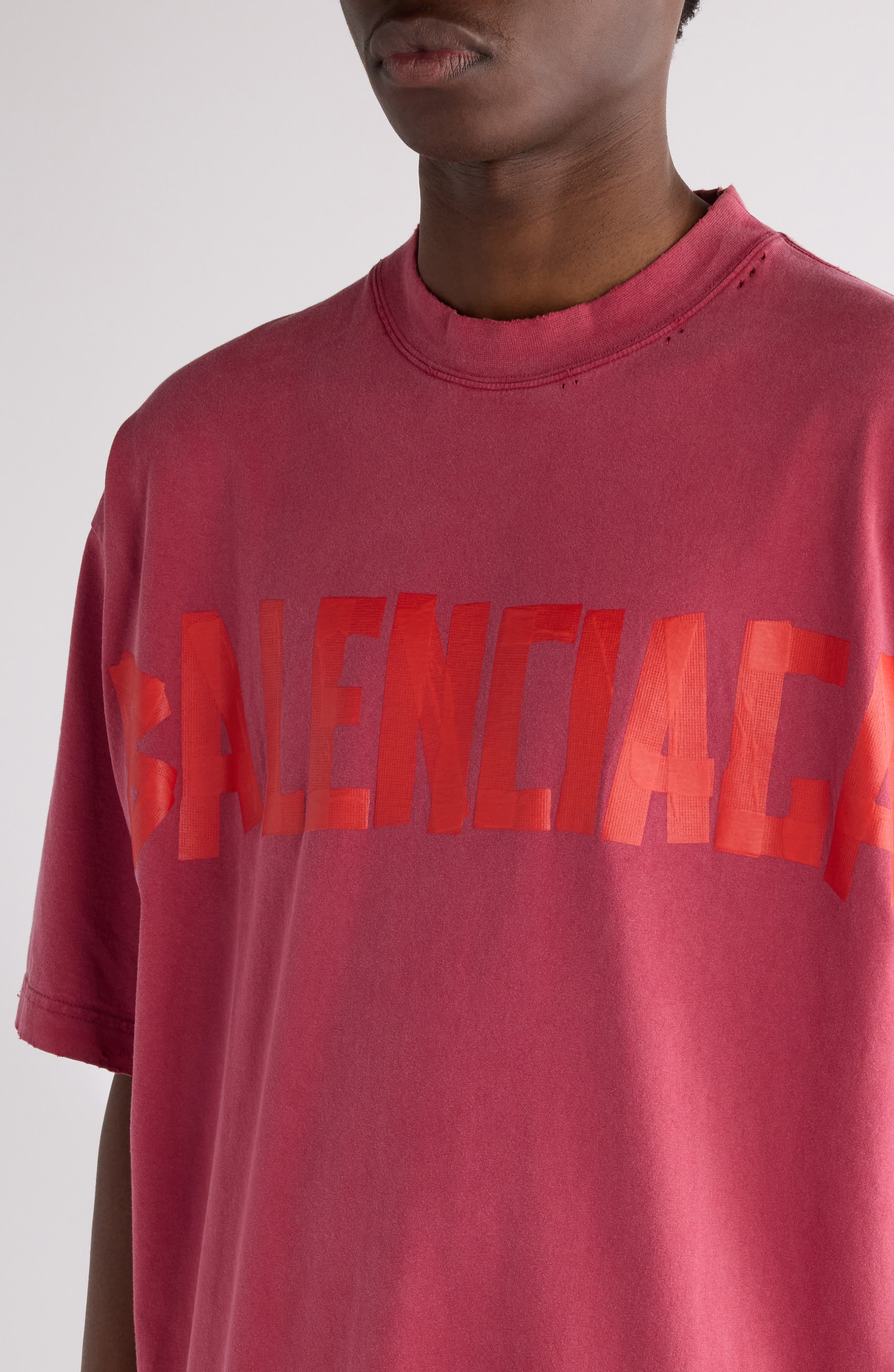 Balenciaga Medium Fit Tape Type Logo Graphic T-Shirt in Raspberry at Nordstrom - 5
