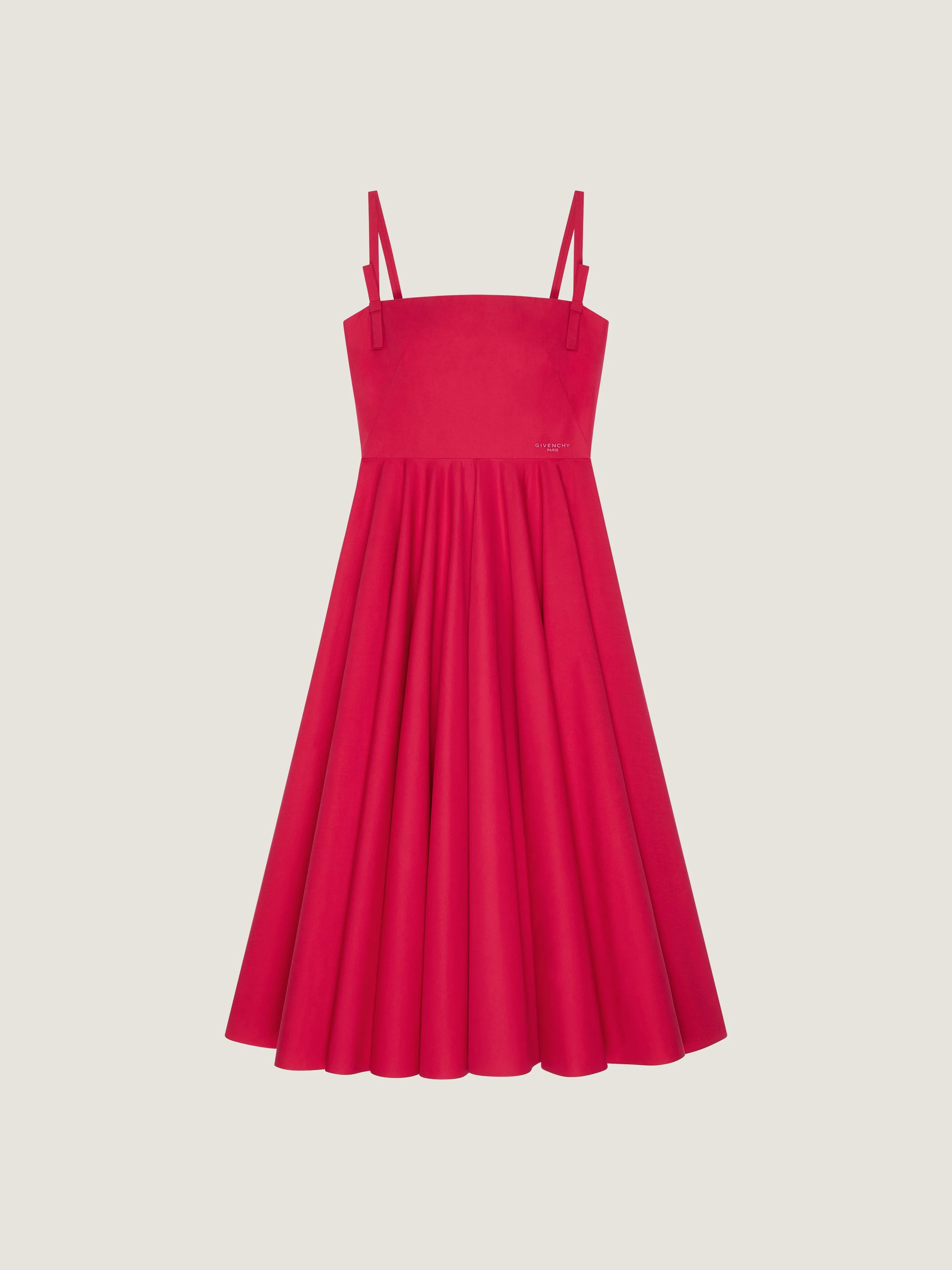 SLICED LONG DRESS IN POPLIN WITH BOWS - 1