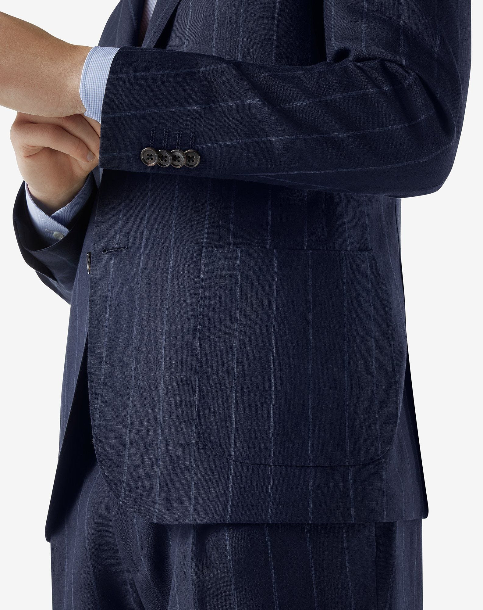 Navy blue wool and linen suit - 6