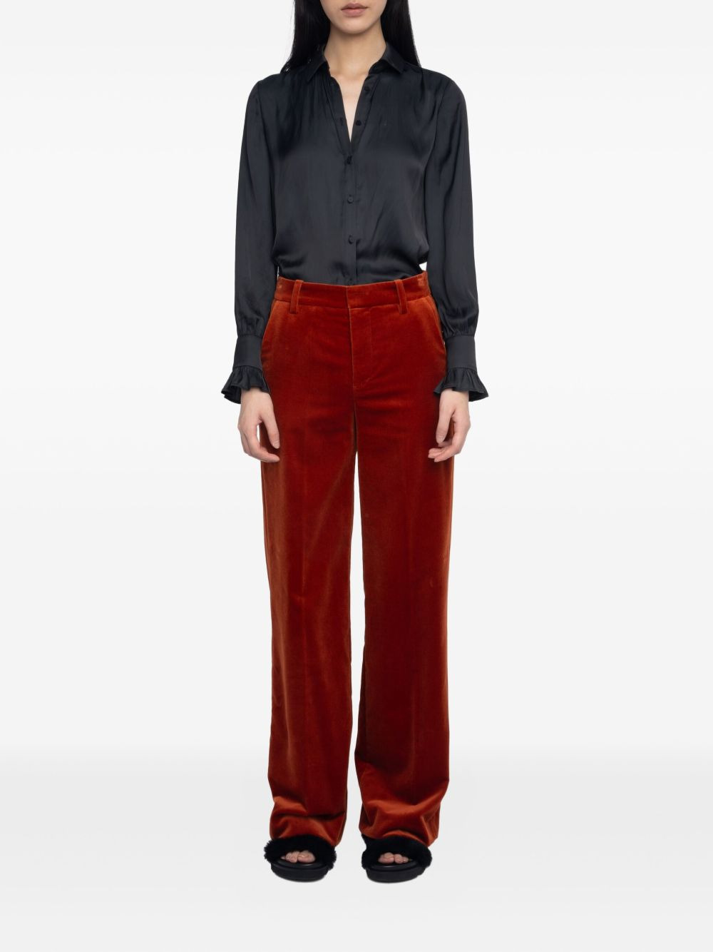 wide-leg velvet trousers - 2