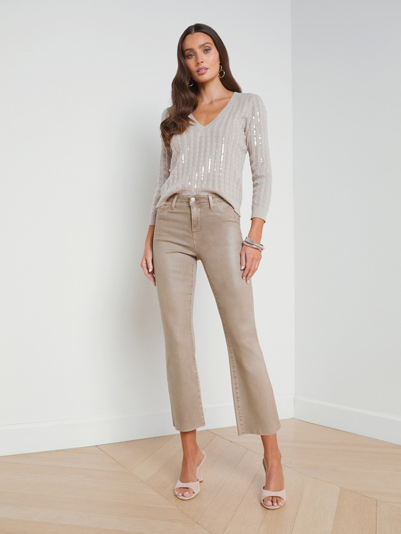 L'AGENCE Kendra Coated Cropped Flare Jean outlook