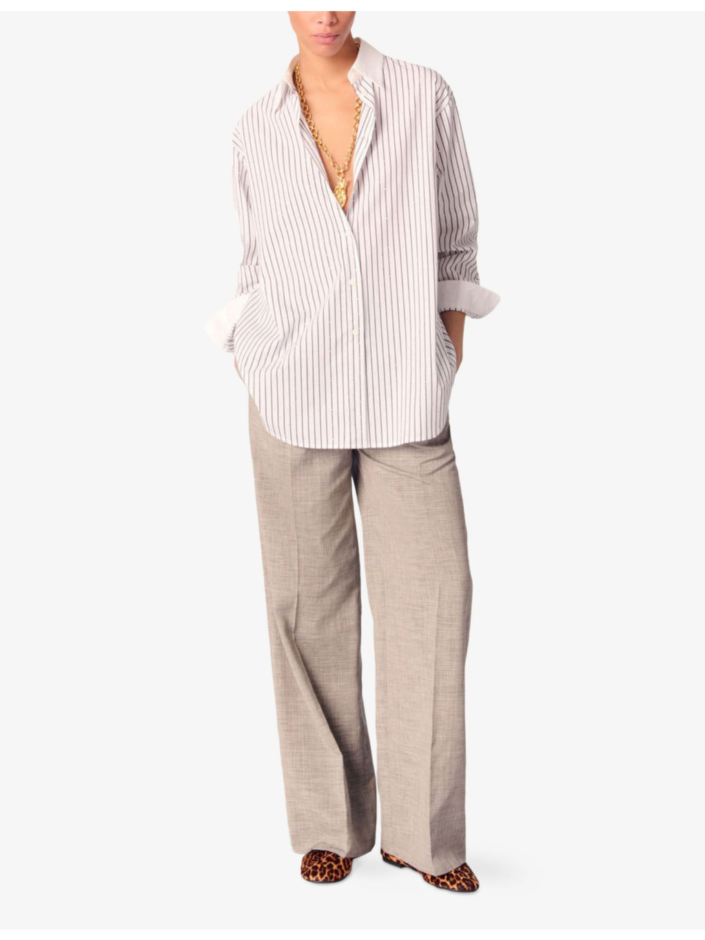 Striped Oversized-Fit Cotton-Blend Shirt - 2