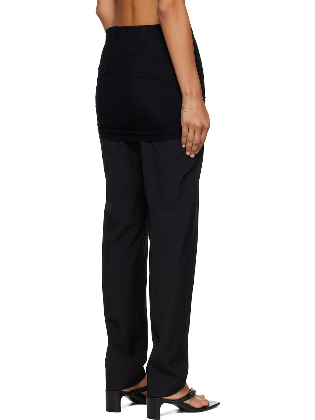 Black Light Wool Blend Trousers - 3