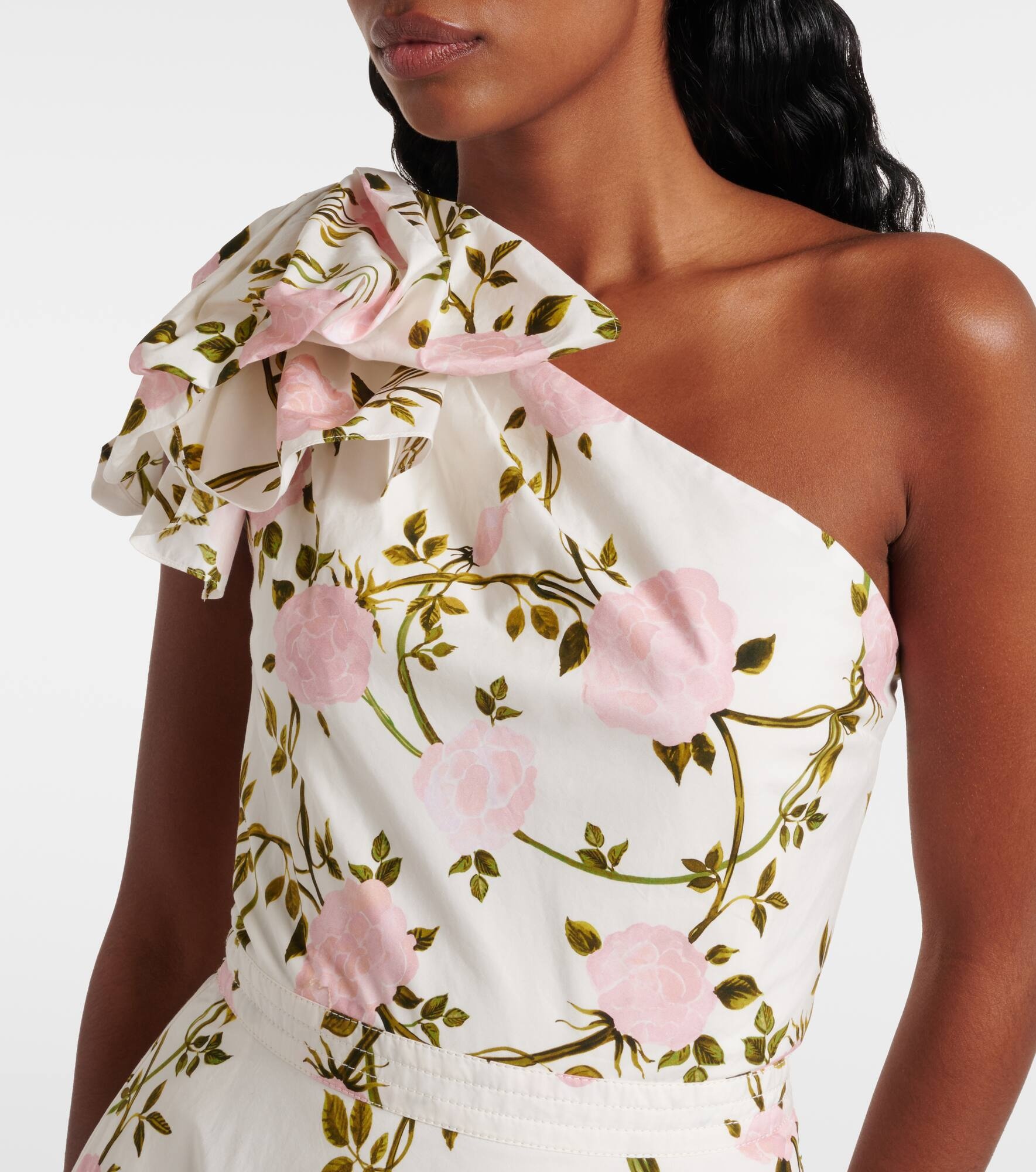 One-shoulder ruffled cotton cocktail dress - 4