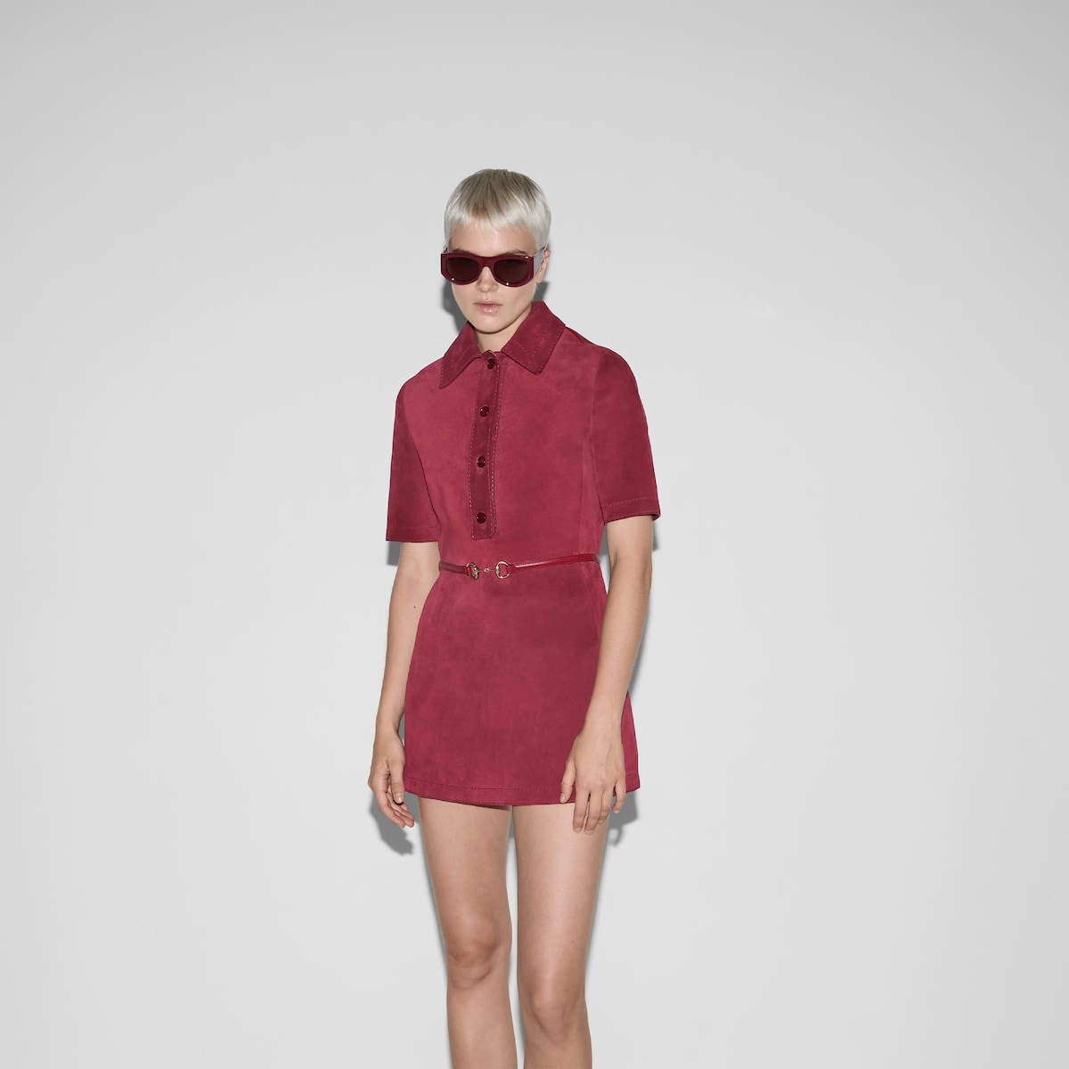 Suede dress with detachable belt - 3