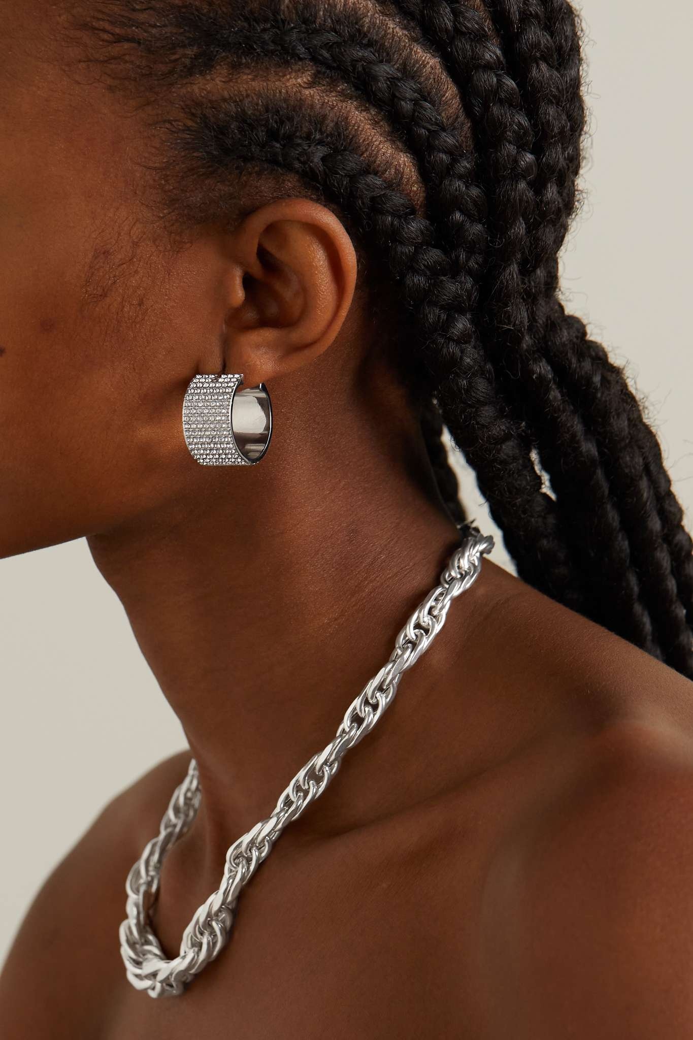 Rih small silver-tone crystal hoop earrings - 2