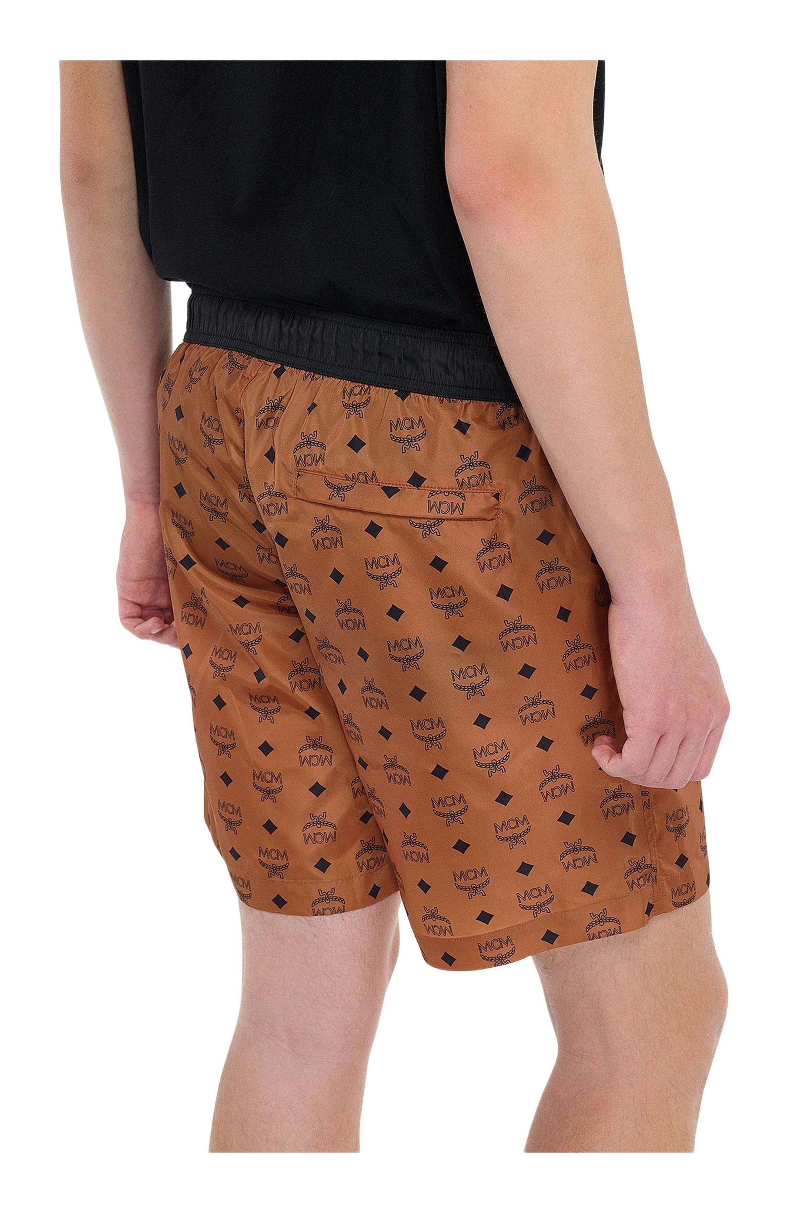 MCM Monogram Print Swim Trunks in Cognac at Nordstrom - 8
