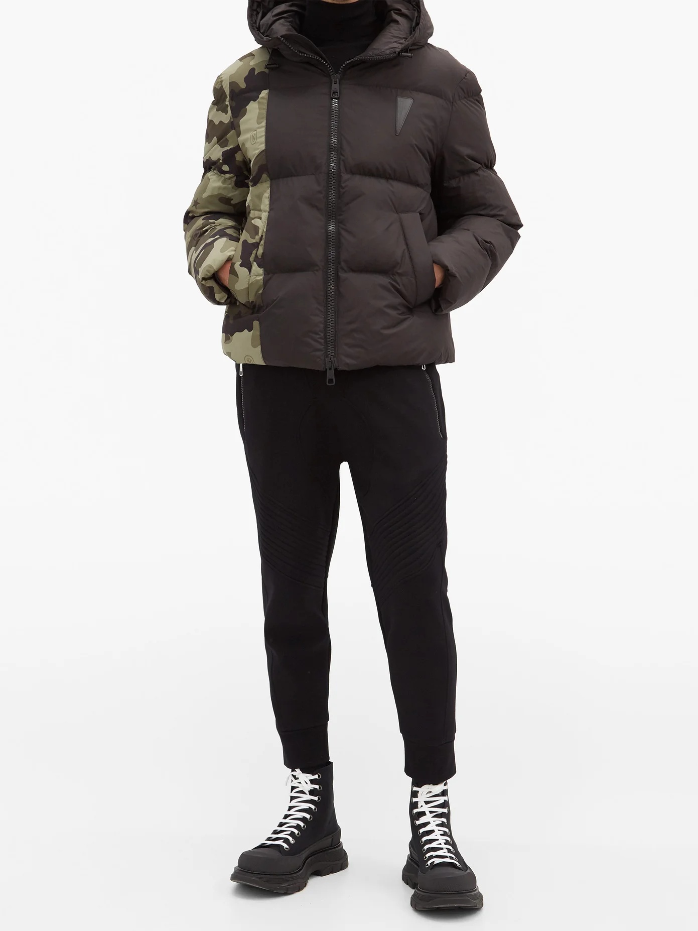 Camouflage-panelled padded jacket - 2