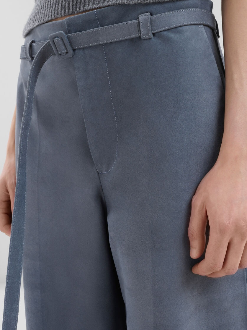 GREY SUEDE TROUSERS WITH BELT - 4