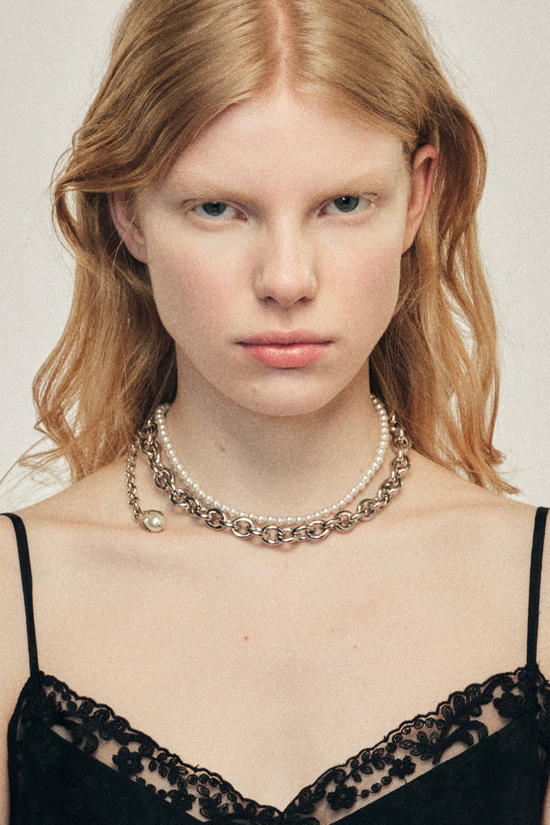 Pearl & Chain Choker Necklace 3