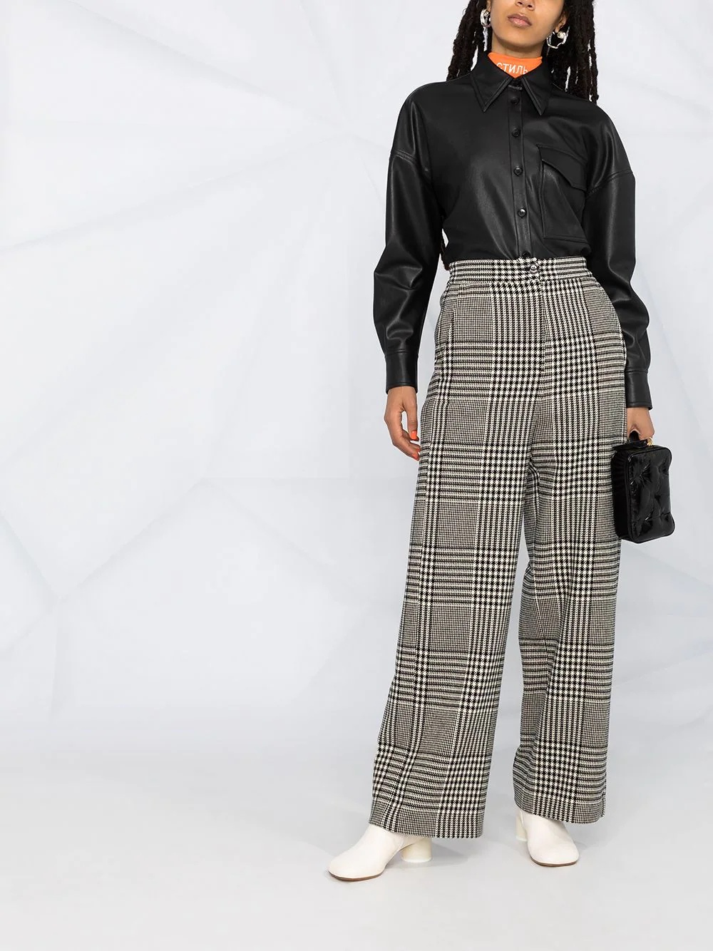 Houndstooth-pattern wide-leg trousers - 2