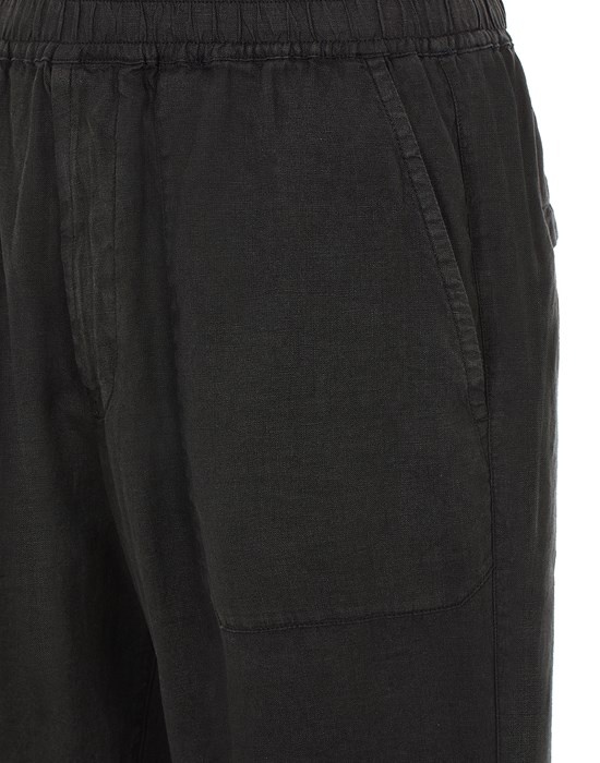 31801 LINEN CANVAS, GARMENT DYED 'FISSATO' EFFECT BLACK - 4