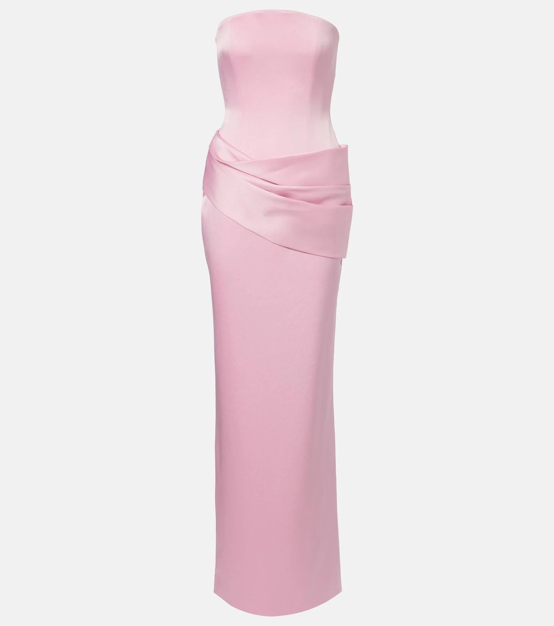 Draped satin crêpe bustier gown - 1
