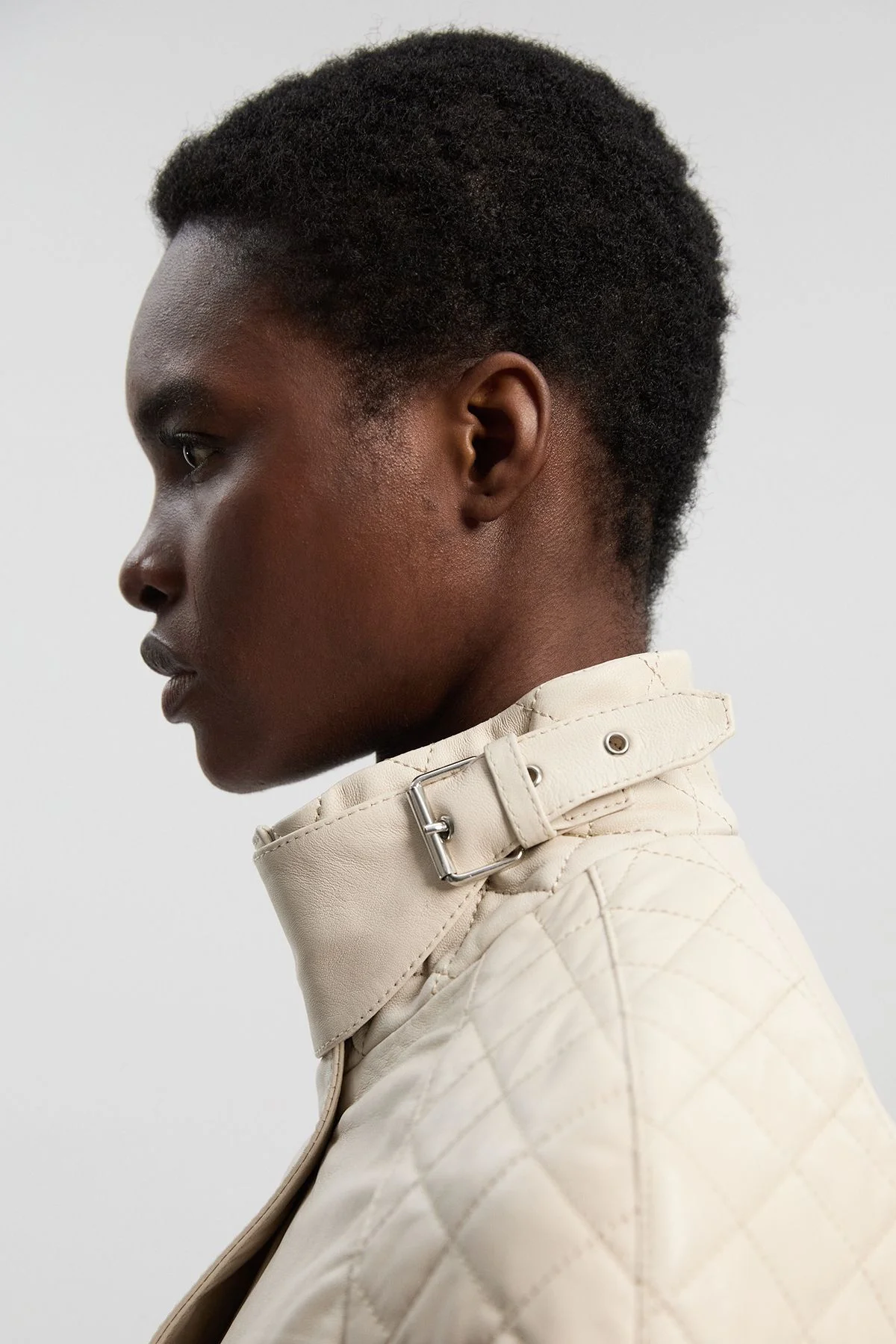 Cropped Quilted Leather Biker Jacket - 1