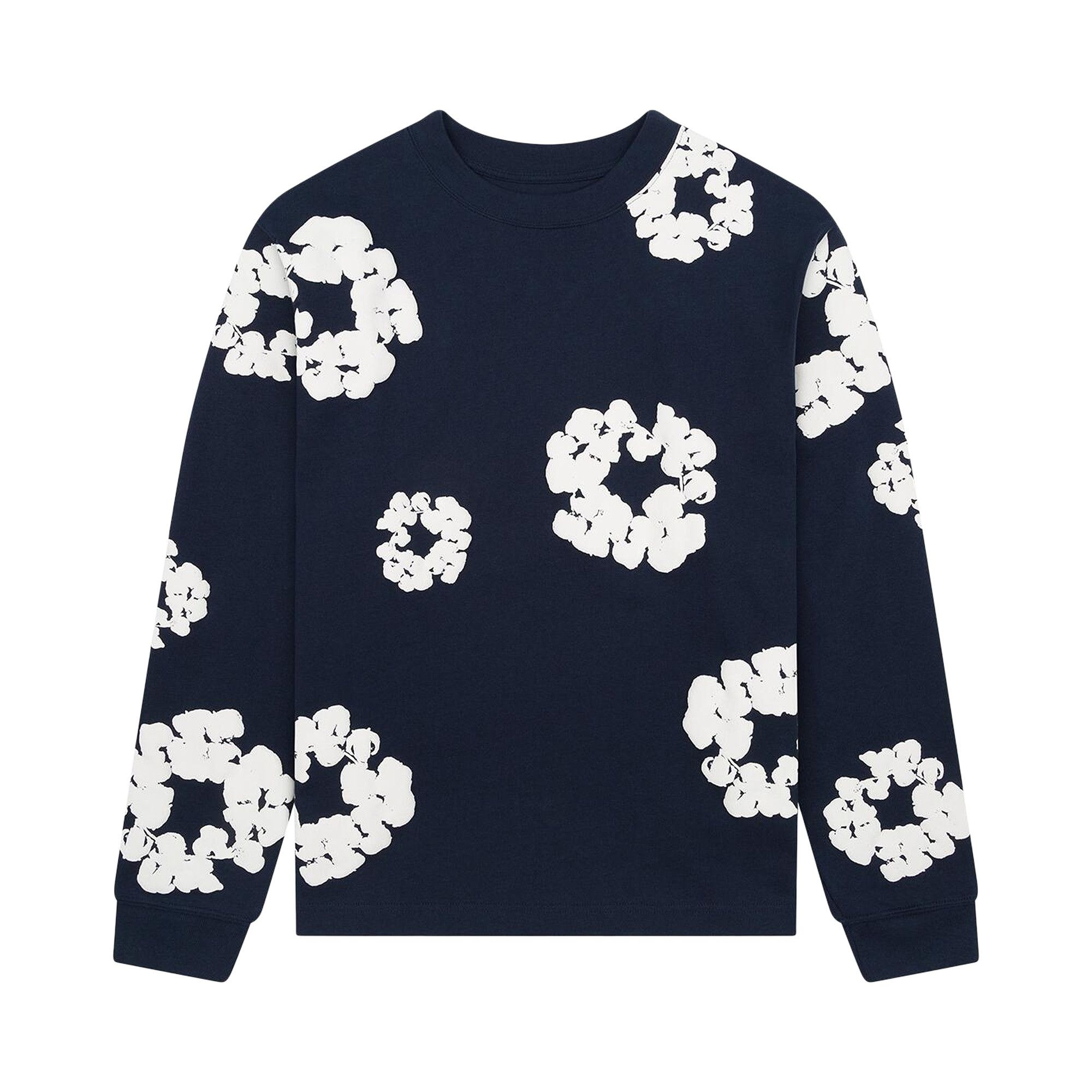 Denim Tears Long-Sleeve Wreath Tee 'Navy' - 1