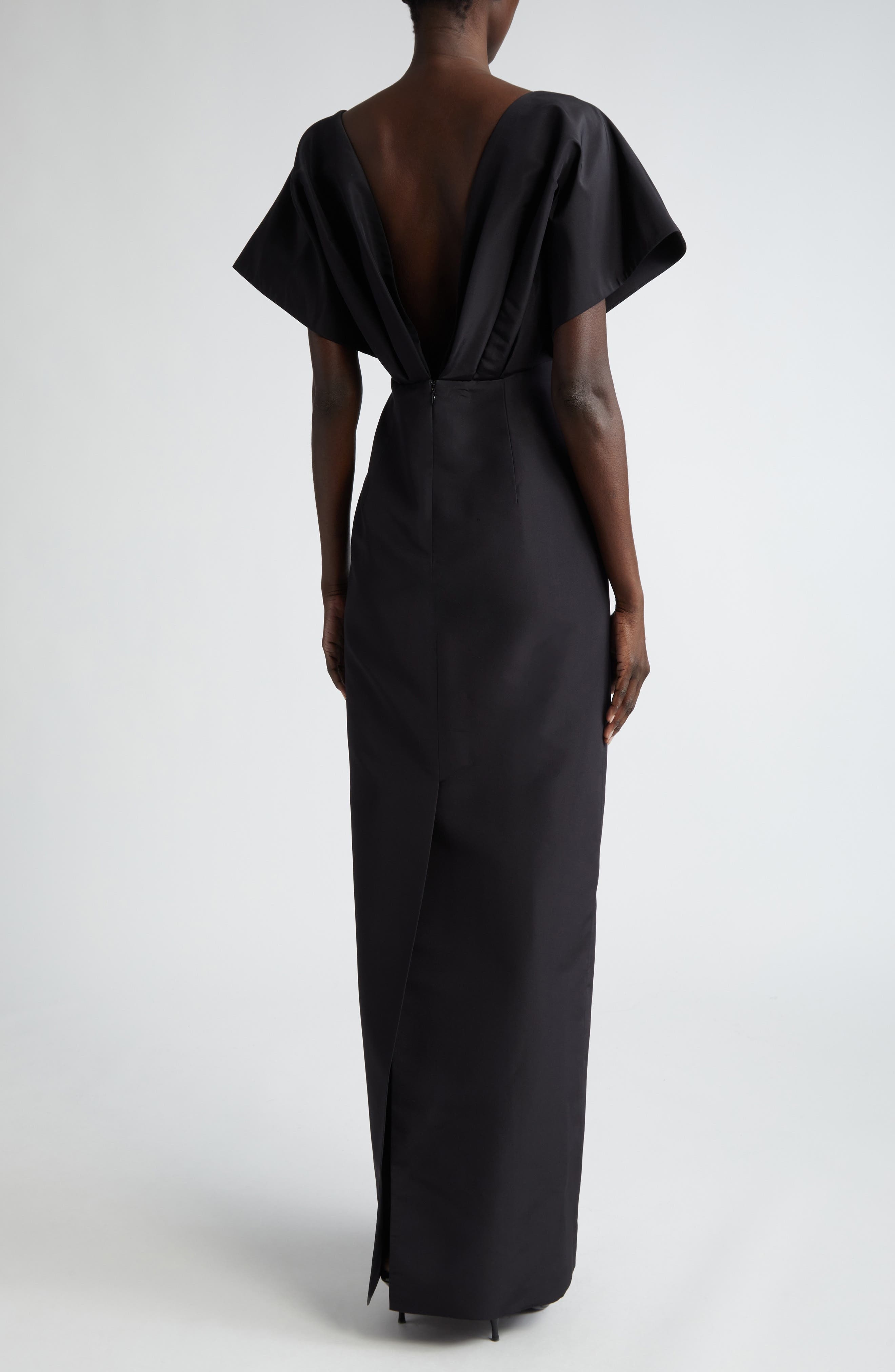 Carolina Herrera Fan Bodice Silk Faille Column Gown in Black at Nordstrom - 2