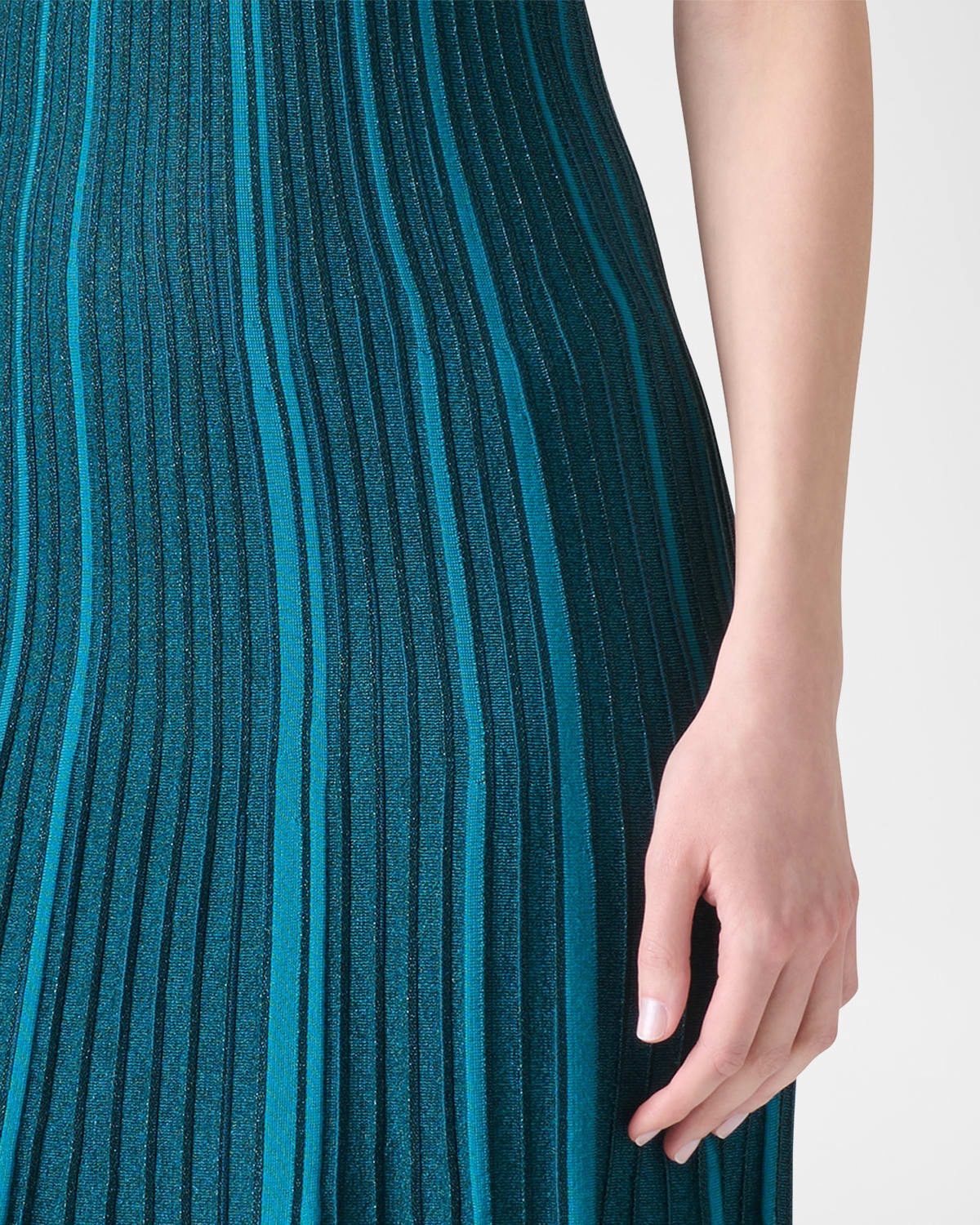 Metallic Silk Rib-Knit Midi Dress - 5