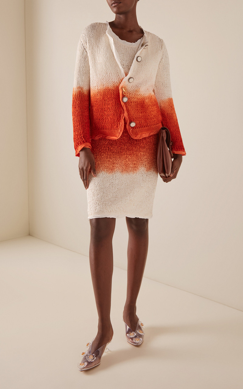 Bottega Veneta Lightweight Wool Silk Overdye Knit Midi Skirt multi outlook