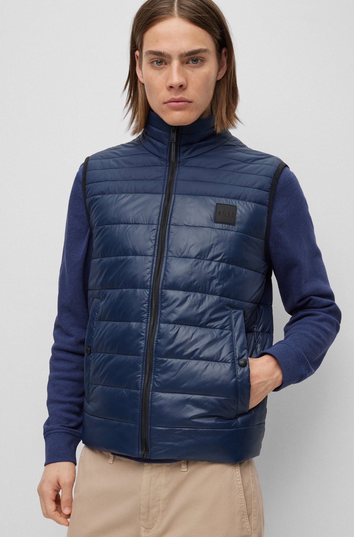 WATER-REPELLENT GILET IN GLOSS AND MATTE FABRICS - 6