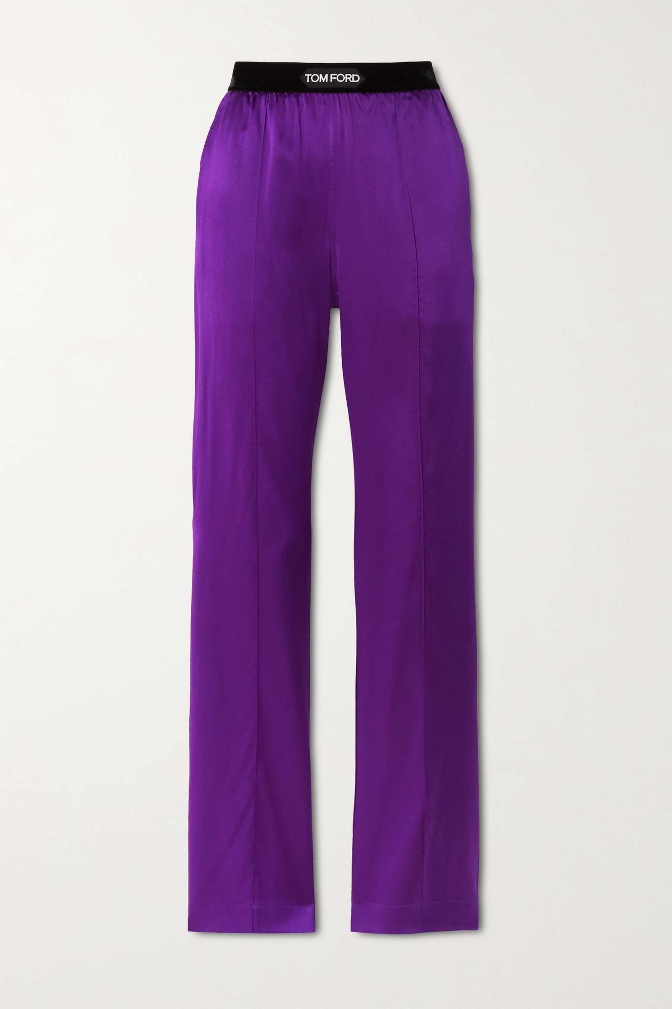 TOM FORD Velvet-trimmed stretch-silk satin pants | REVERSIBLE