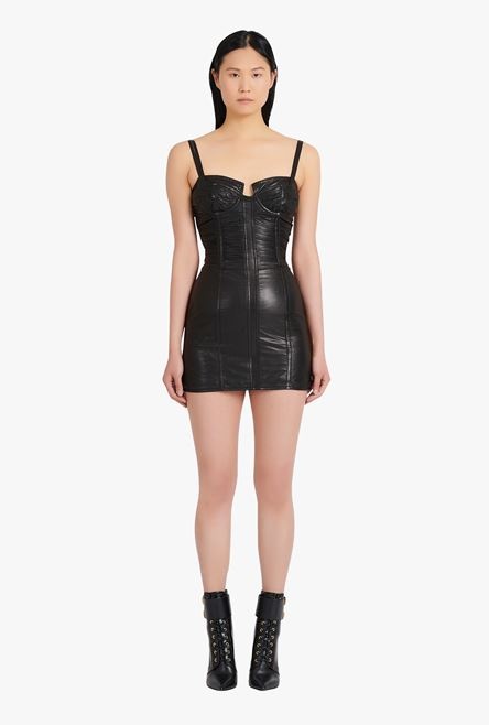 Short black leather dress - 4