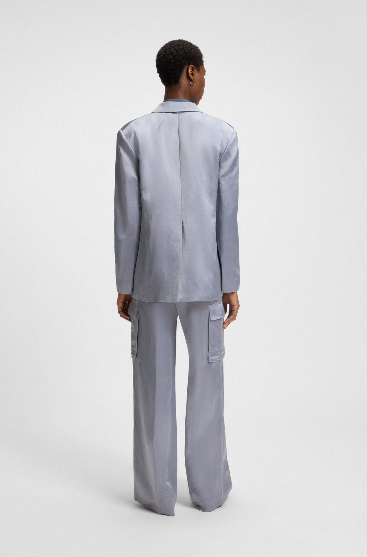 RELAXED-FIT BLAZER IN SATEEN - 4
