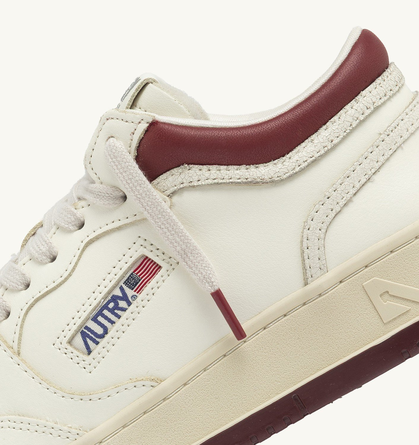 MED-WAY SNEAKERS IN LEATHER COLOR MARSHMALLOW AND SYRAH - 6
