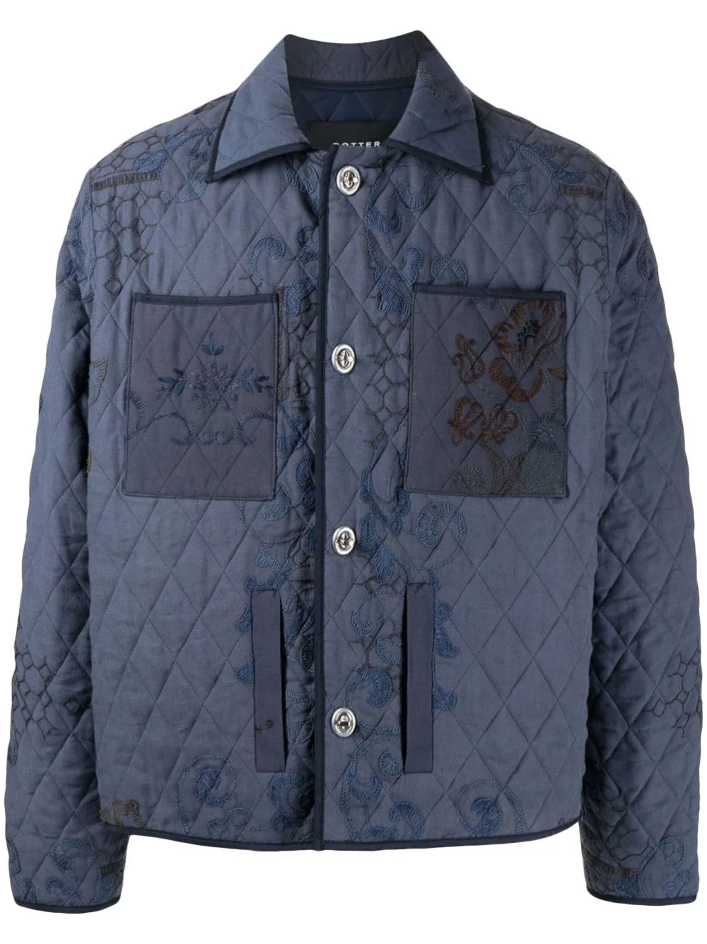 floral-embroidered jacket - 1