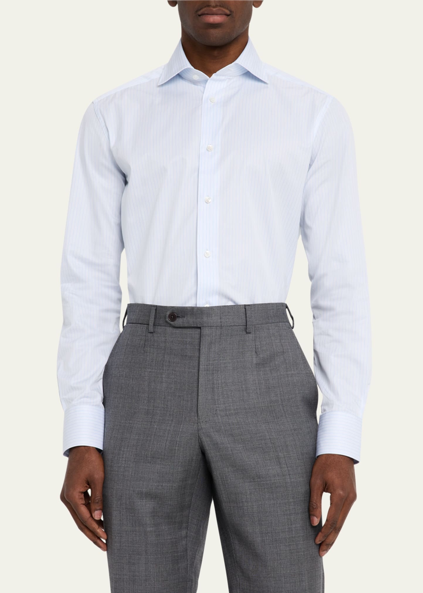 Men's Trecapi Cotton Multi-Stripe Dress Shirt - 4