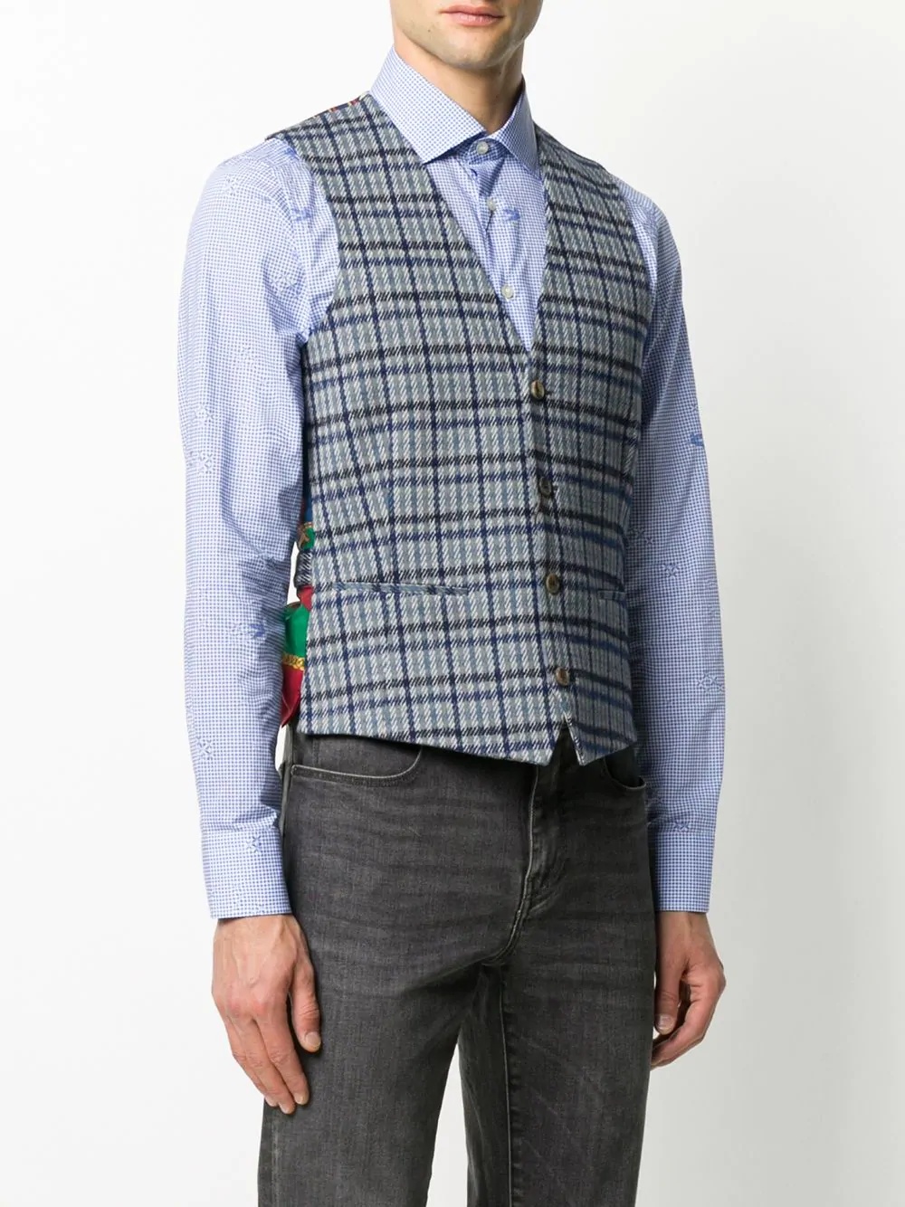 houndstooth print contrast waistcoat - 3