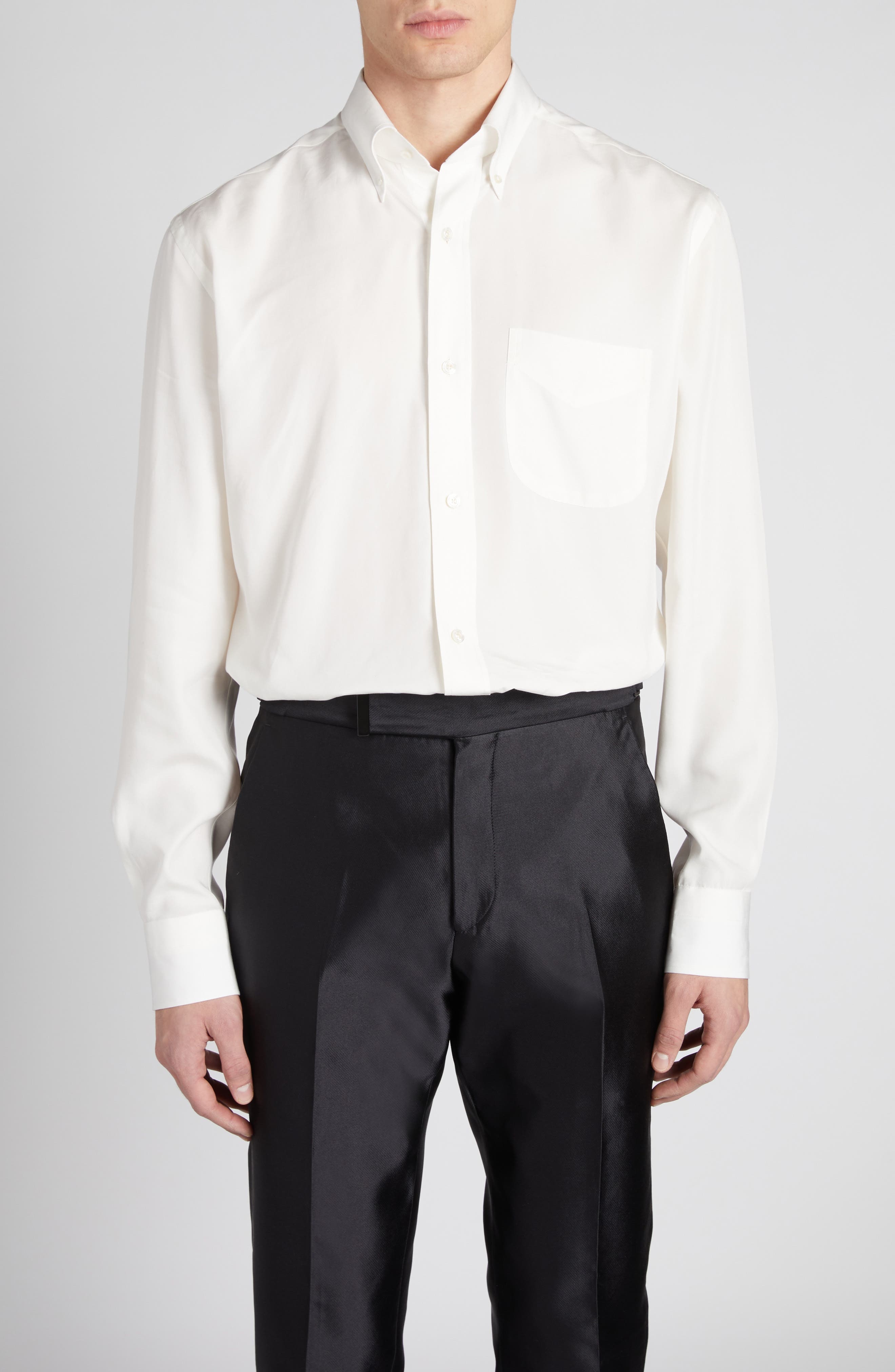 TOM FORD Parachute Fluid Fit Button-Down Shirt in Soft White at Nordstrom - 1