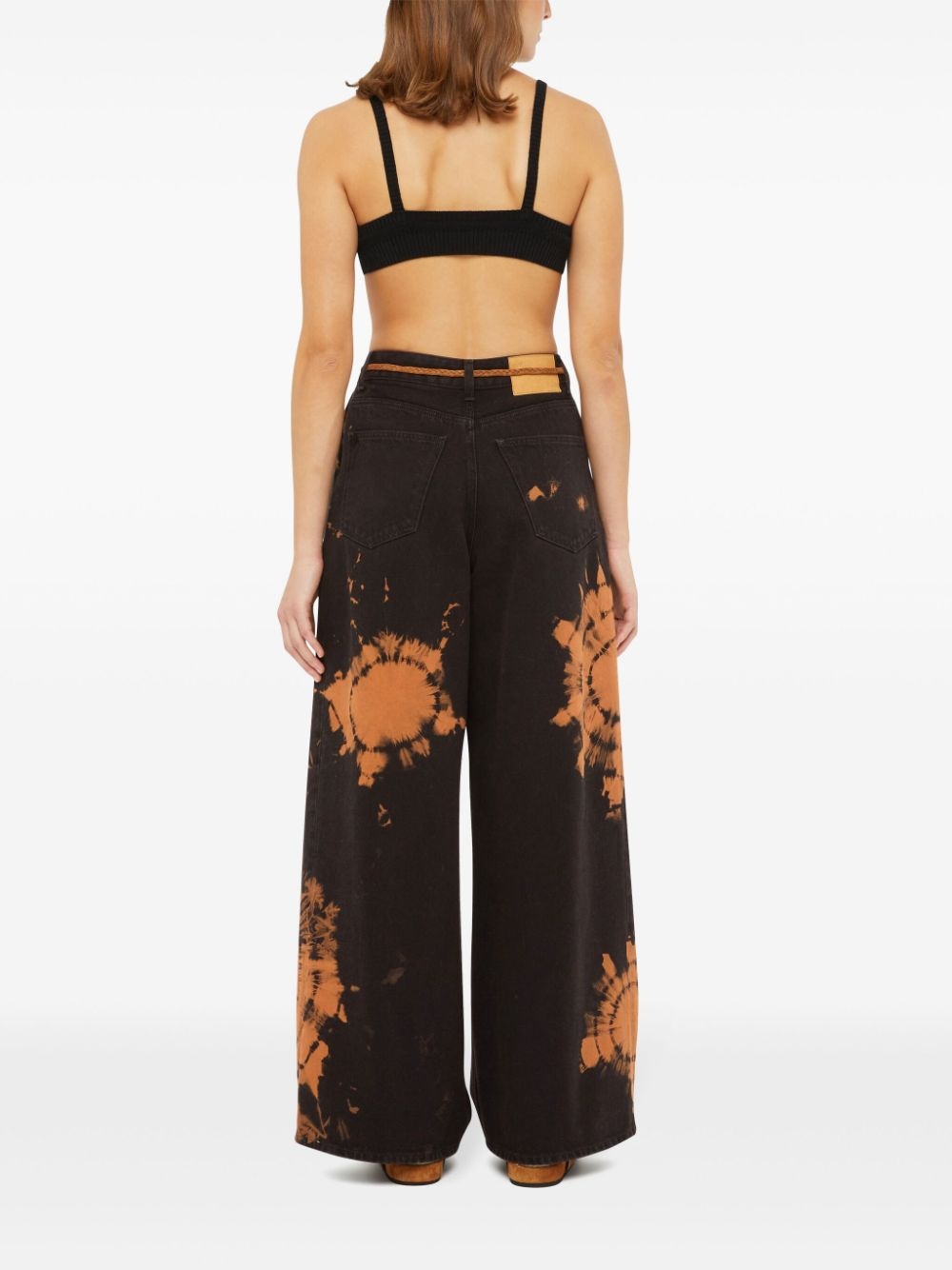 abstract-pattern wide leg jeans - 5