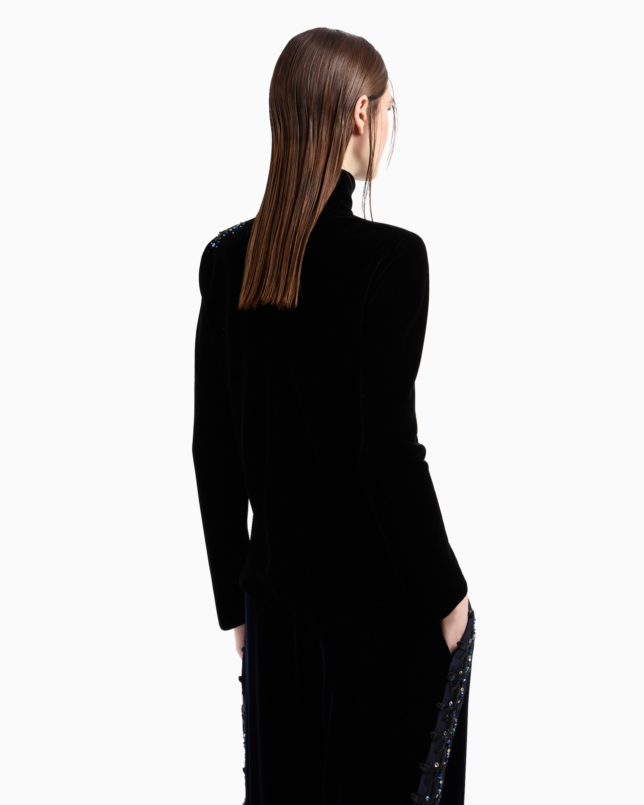 VELVET BLOUSE WITH DRAGONFLY EMBROIDERY - 3