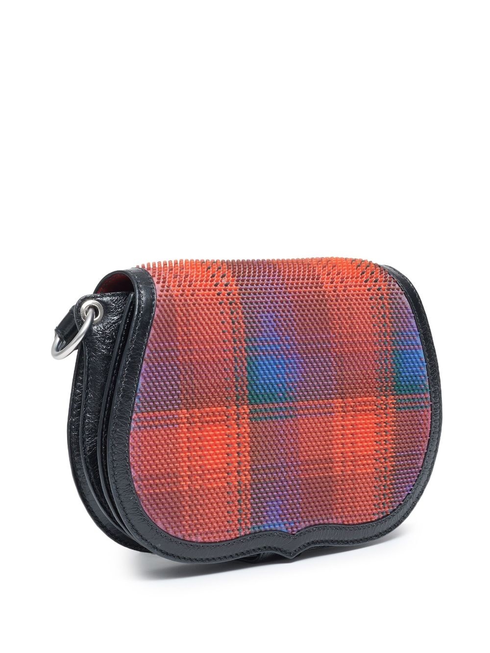 grid-pattern leather shoulder bag - 5
