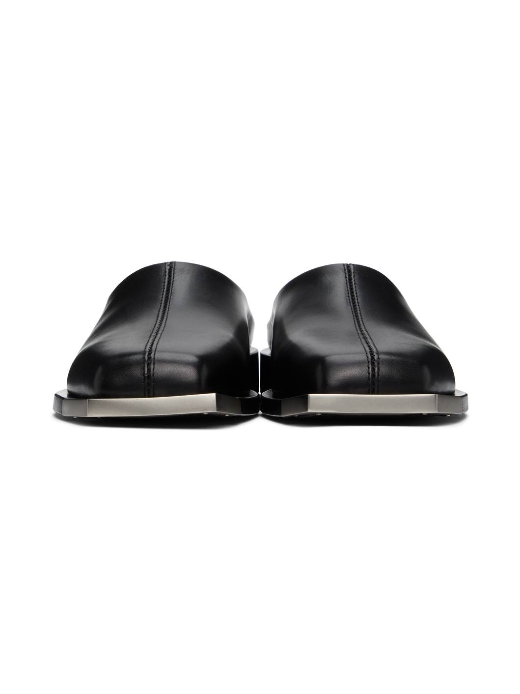 Black Metal Square Toe Loafers - 2