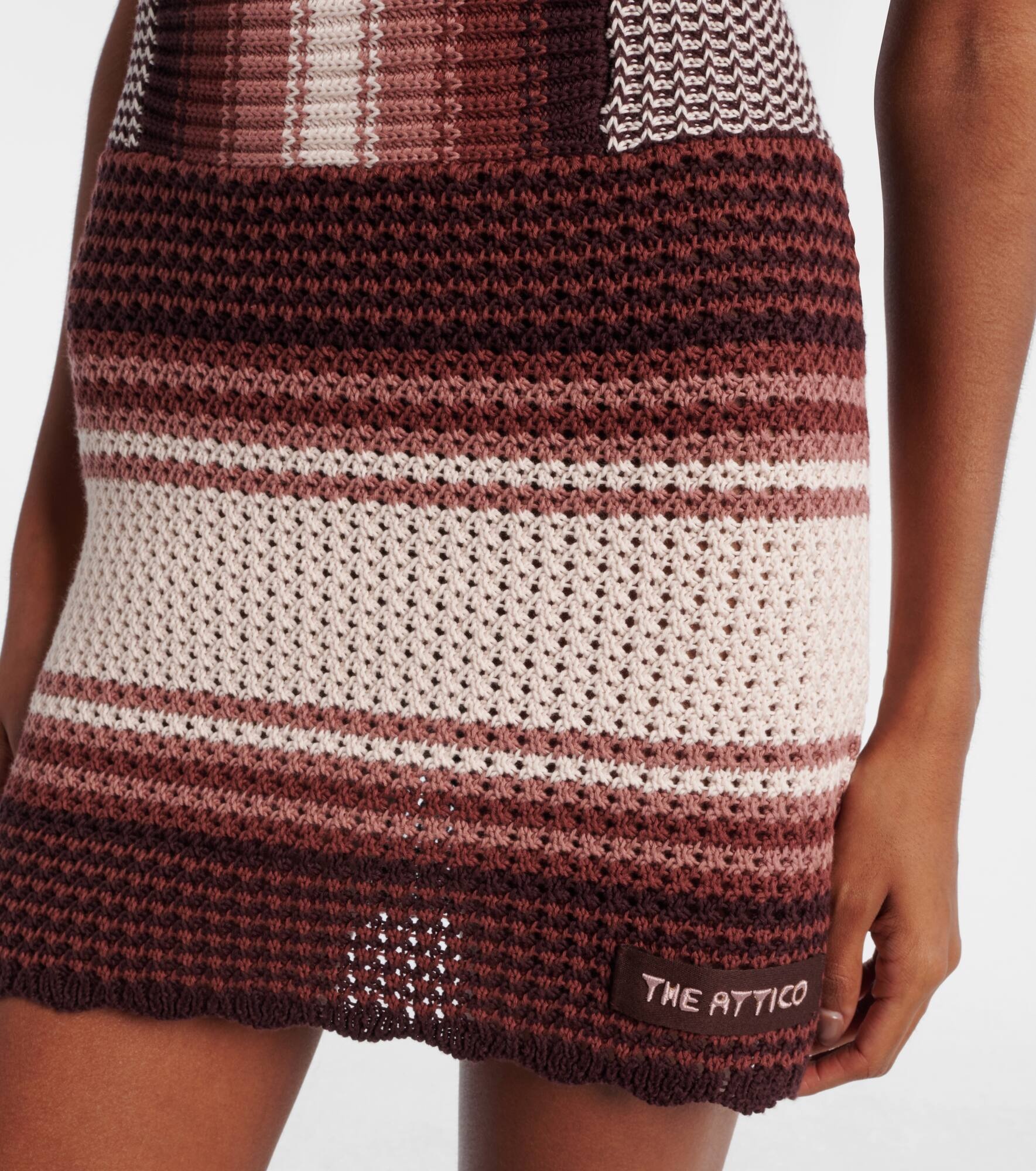 Crochet striped cotton minidress - 5