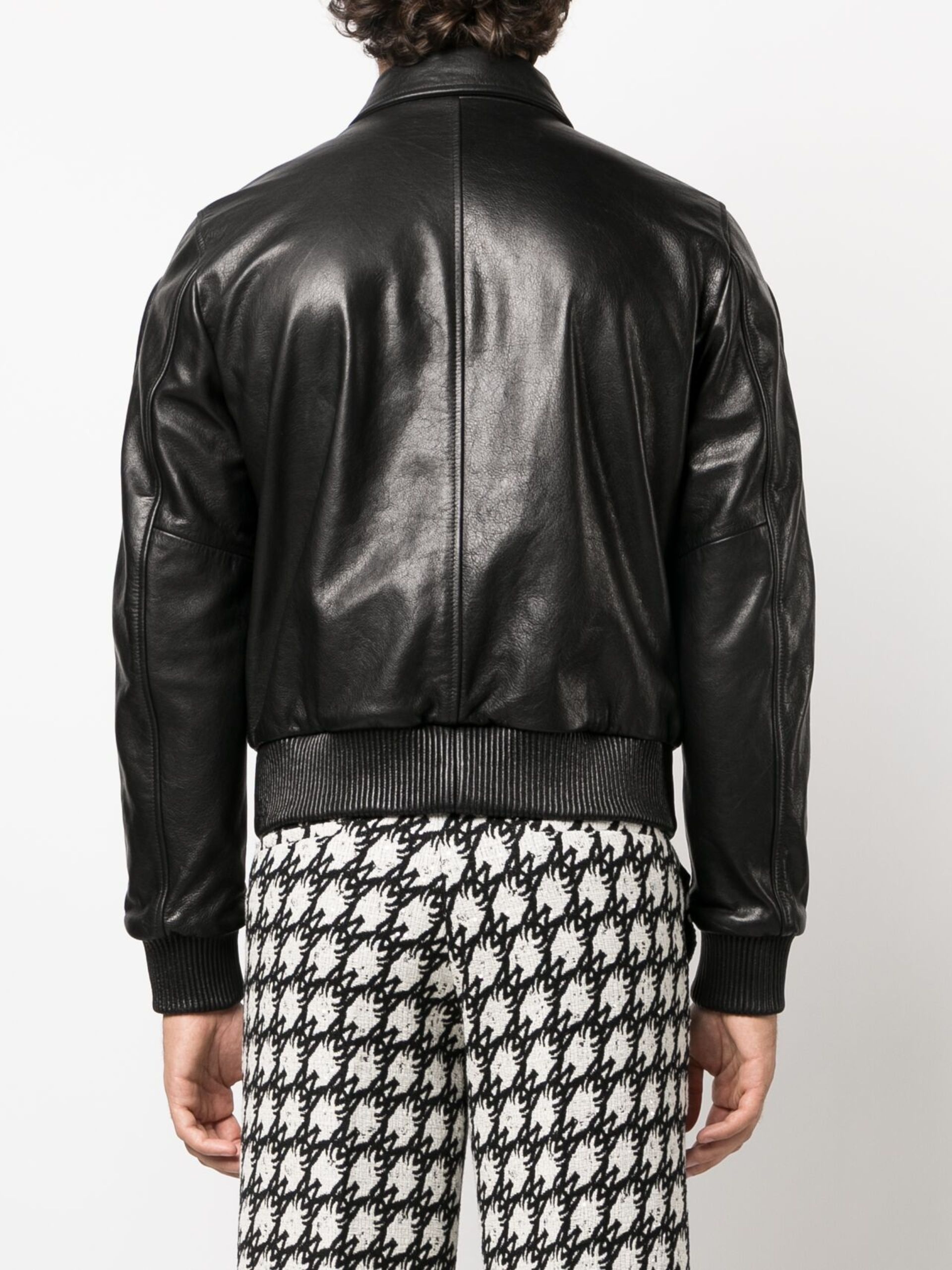 X Browns black bones leather bomber jacket - 4